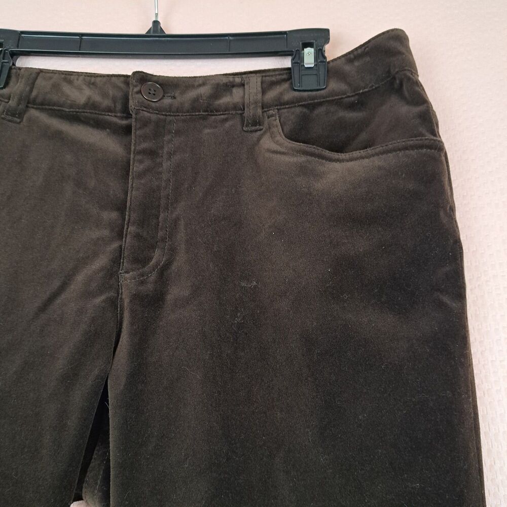Lauren Ralph Lauren Soft Plush Velvet Brown Women Pants Size 12 Zip Button - Picture 4 of 10